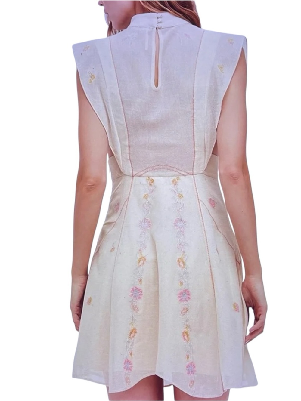 Free People Riviera Embroidered Illusion Mini Dress Size 4 - Picture 3 of 10
